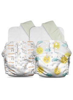 Mother Sparsh Plant Powered Cloth Diaper For Babies Free Size ; Medical Grade Fabric With 100% Organic Cotton ; Reusable 13 Layer Breathable Soaker With Built In Booster Pad ; Pack Of 2 (B.Cute&S.Sun)  - Image 2