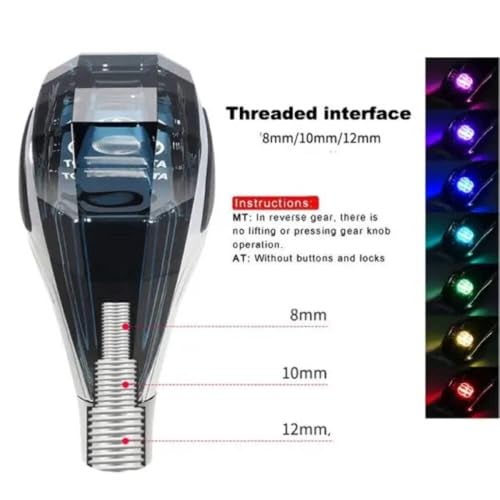Car Craft Compatible With Toyota Urban Cruiser Innova Crysta Hycross Glanza Rumion Fortuner Land Cruiser Prado Hilux Camryvellfire Altis Etios Yaris Crystal Gear Knob Cover Handle 8/10/12mm Thread Car - Image 5