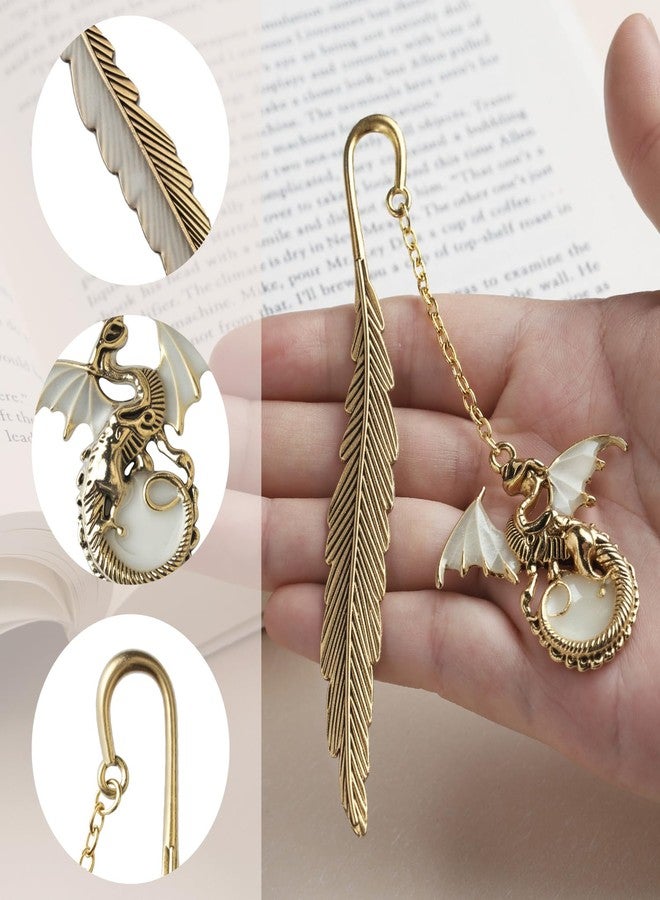 Cacukap Fantasy Fourth Wing Metal Bookmark Glow in The Dark, Cool Dragon Bookmark Gifts for Women Men Book Lovers Readers (Gold Dragon) - Image 4