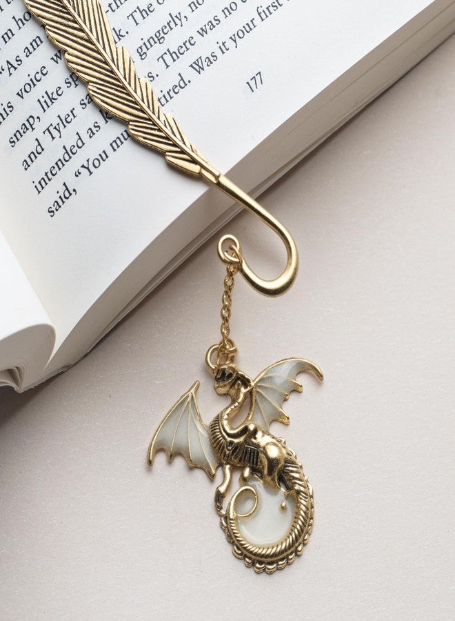 Cacukap Fantasy Fourth Wing Metal Bookmark Glow in The Dark, Cool Dragon Bookmark Gifts for Women Men Book Lovers Readers (Gold Dragon) - Image 3