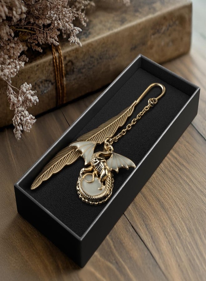 Cacukap Fantasy Fourth Wing Metal Bookmark Glow in The Dark, Cool Dragon Bookmark Gifts for Women Men Book Lovers Readers (Gold Dragon) - Image 5