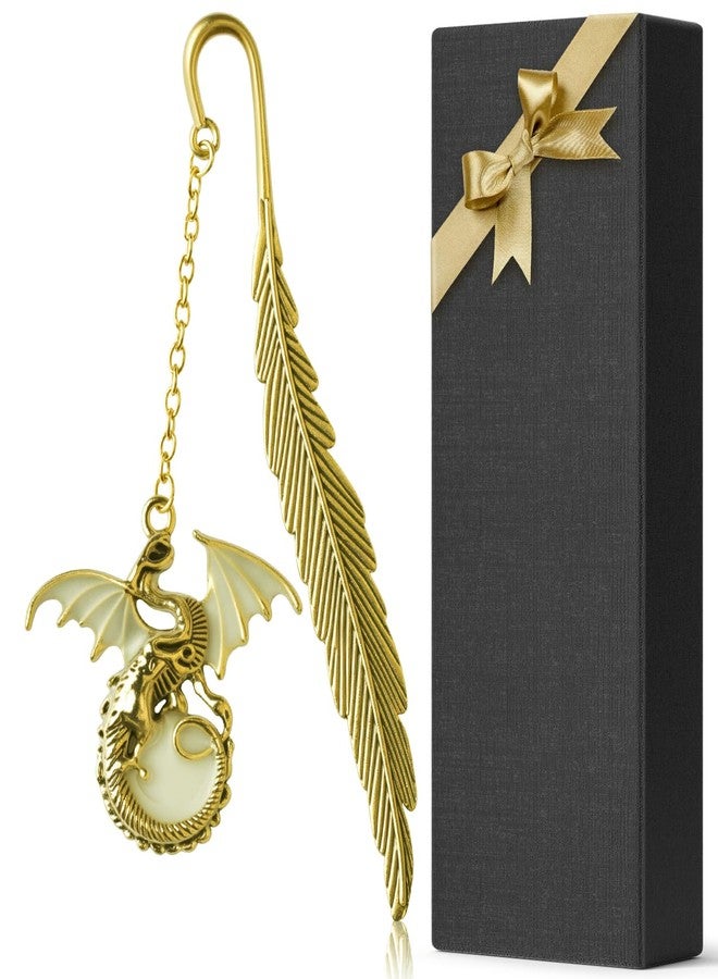 Cacukap Fantasy Fourth Wing Metal Bookmark Glow in The Dark, Cool Dragon Bookmark Gifts for Women Men Book Lovers Readers (Gold Dragon) - Image 1