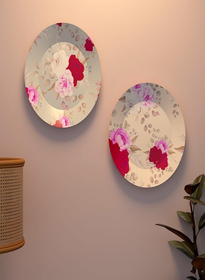 woodhang Set of 2 Decorative Plates with Vintage Rose Floral Design, Elegant Ceramic Wall Art for Living Room, Bedroom, or Dining Area|Wall Plates for Home Decoration|Home Décor Gift Items - Image 3