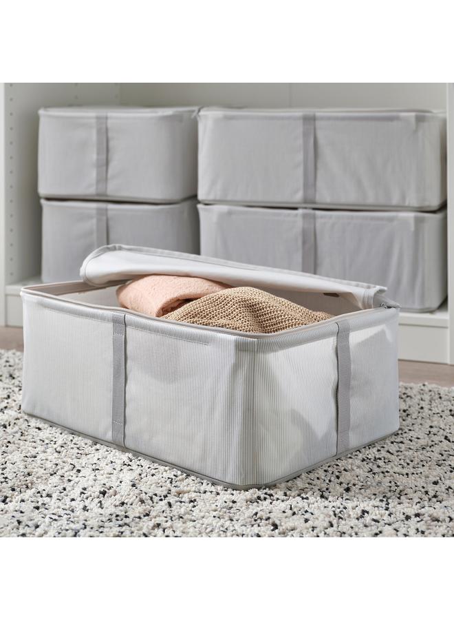 زبون حقيبة تخزين، قماش مخطط/أبيض/رمادي، 34X51X19 سم - Image 2