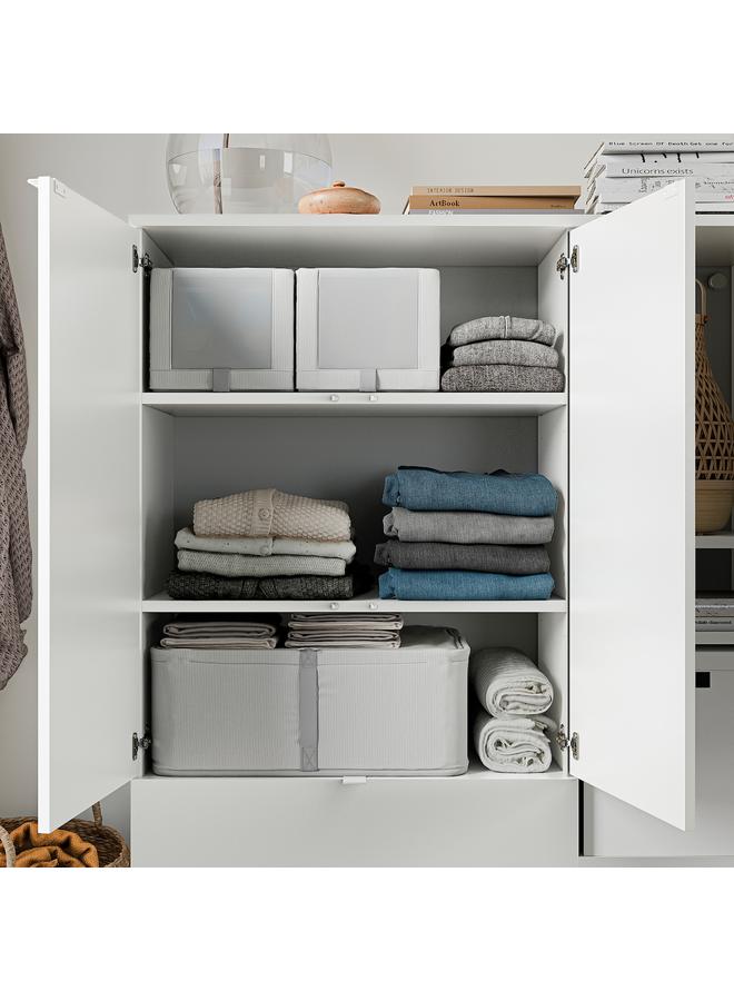 زبون حقيبة تخزين، قماش مخطط/أبيض/رمادي، 34X51X19 سم - Image 3