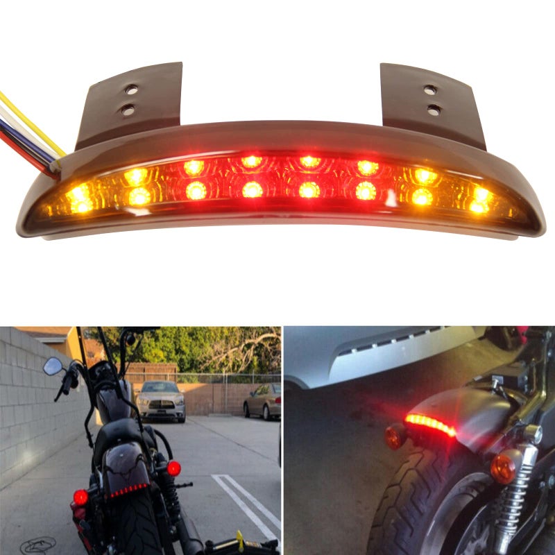 MISS MOLY Motorcycle Chopped Rear Fender Edge LED Brake License Plate Tail Light Stop Running Light Turn Signal Lamp for Harley Sportster XL883N 1200N XL1200V XL1200X - Image 1