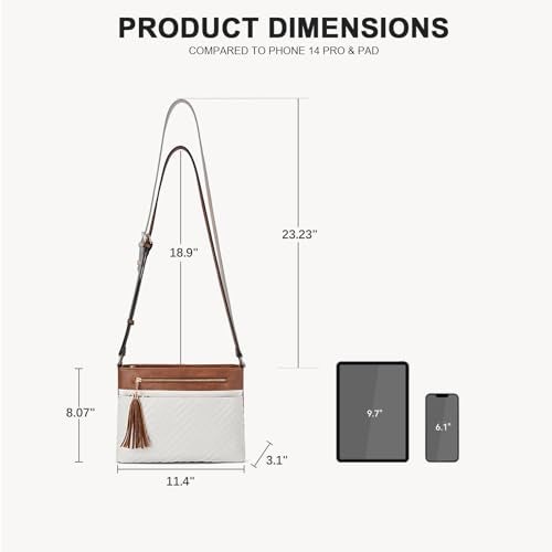 BOSTANTEN Crossbody Purses for Women Medium Shoulder Bag Quilted Handbags with Zipper Pocket Black with Brown - Image 5