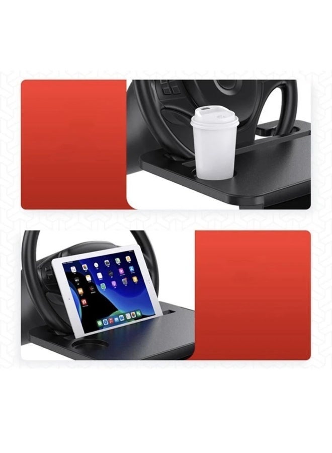 YOUFO Dual-Use Car Table – Steering Wheel Mount, Perfect for Eating, Working, and Featuring a Side Cleaner Port. - Image 3