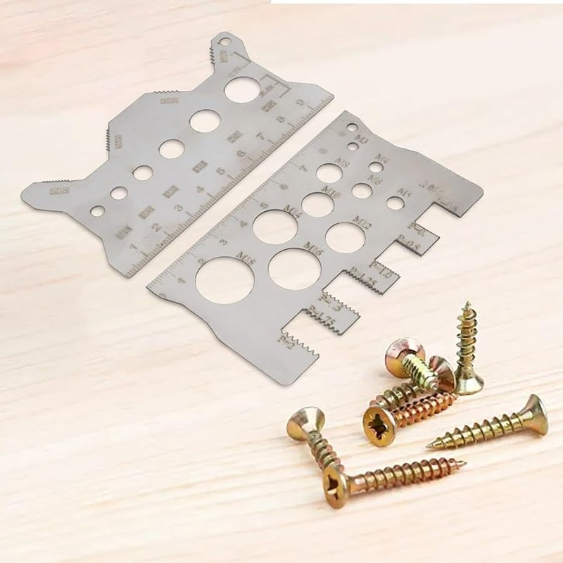 مقياس درجة برغي الفولاذ المقاوم للصدأ 304، مسطرة قياس درجة الخيط، مجموعة من قطعتين، أداة قياس 0.6 مم - Image 3