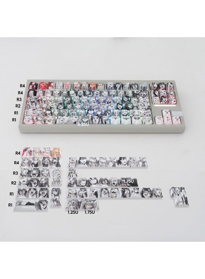 Gliging Shine Through PBT Keycaps - Side Print Dye-Sub OEM Profile 134keys Keycap Japanese Anime Keycaps Set for Cherry Mx Gateron Kailh Switch Mechanical Keyboard (Anime Keycap) - Image 2