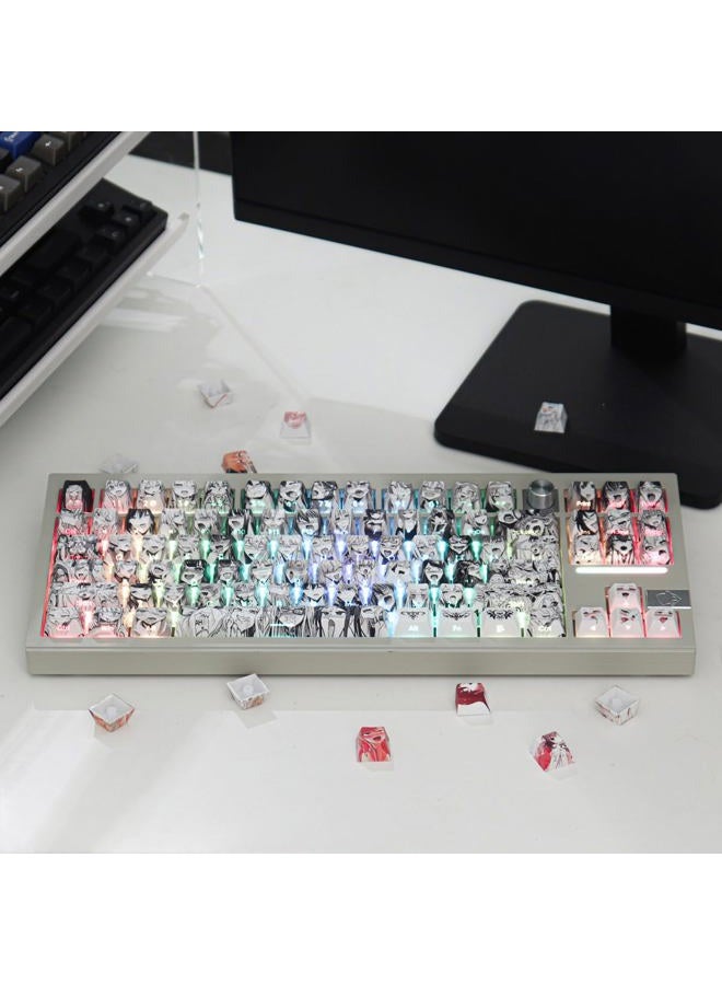 Gliging Shine Through PBT Keycaps - Side Print Dye-Sub OEM Profile 134keys Keycap Japanese Anime Keycaps Set for Cherry Mx Gateron Kailh Switch Mechanical Keyboard (Anime Keycap) - Image 3