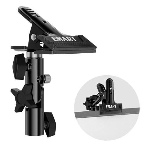 EMART Photography Reflector Holder, Photo Video Studio 5/8" Heavy Duty Metal Clamp Attachment, Light Stand Clip Mount with Umbrella Hole for Backdrop, Diffuser, Lighting - Image 1