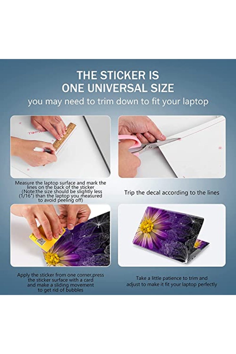 AORTDES Personalized Laptop Skin Sticker 13.3 14 15 15.4 15.6 Inches Universal Netbook Skin Sticker Reusable Notebook PC Art Protector, Butterfly & Daisy Flower - Image 2