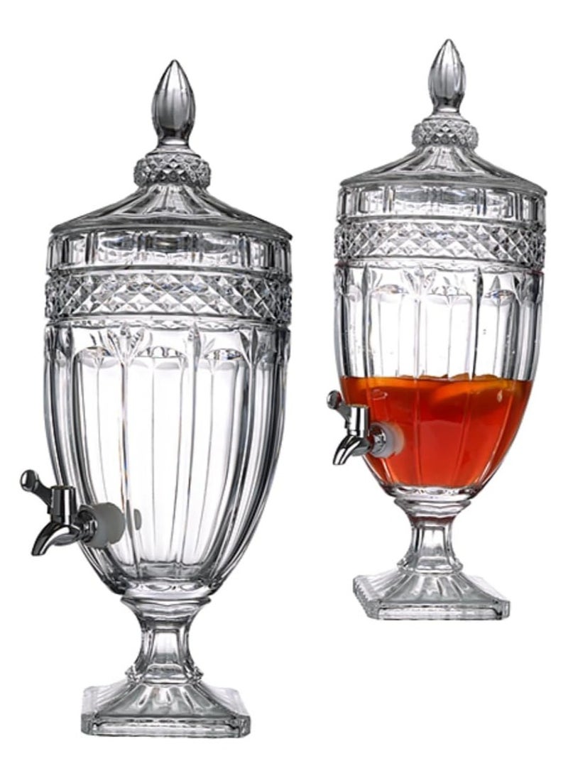 ماركة غير محددة - جرة زجاج عصير كريستال 3 لتر مع موزع جرة حامل صنبور بارز - Image 1