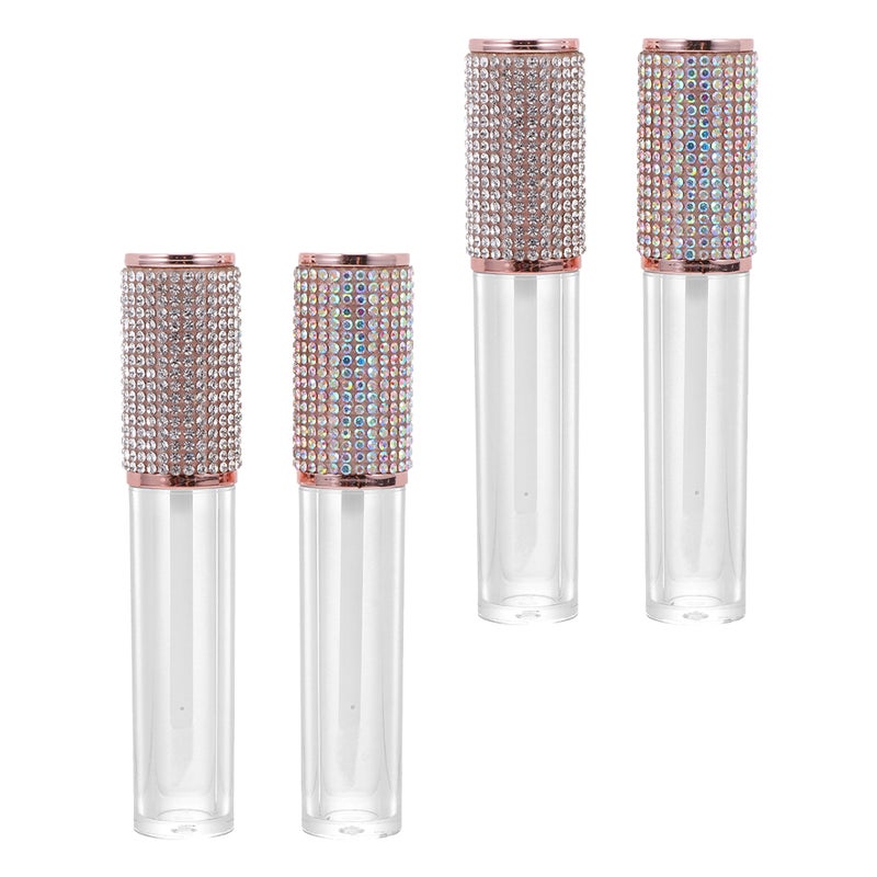 4PCS Empty DIY Lip Gloss Tubes Refillable Rhinestone Patch Lip Glazes Bottles - Image 1