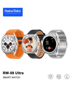Haino Teko Smart Watch RW 59 Ultra with Round AMOLED Screen Display and 3 Pairs Straps and Wireless Charger Multicolour  - Image 1