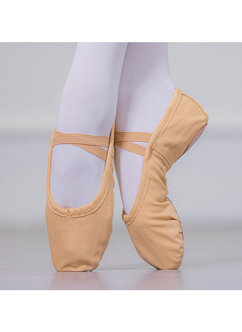 Loquat - Girls Drawstring Children's Dance Shoes Indoor Soft Sole Ballet Shoes  Brown - Image 1