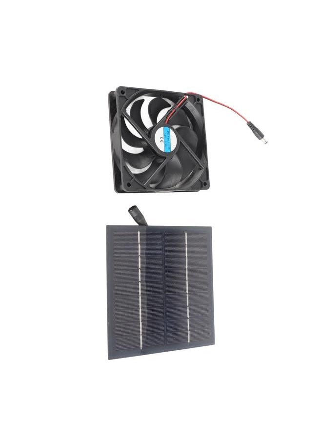 NIBEMINENT - 5W Solar Panel Board with Ventilation Fan for Greenhouse Pet House Kennel Cooling - Image 1