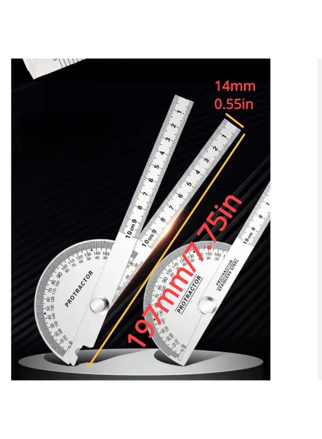 Model 100 Stainless Steel Protractor Angle Finder Rotary Measuring Ruler Adjustable Arm - Image 4
