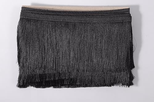 PREMDAS LACES Premdas lace Fringe Trim Lace Polyerter Fibre Tassel 6inch Wide 10 Yards Long for Clothes Accessories Latin Wedding Dress DIY Lamp Shade Decoration (Pack of 1) (Black) - Image 3