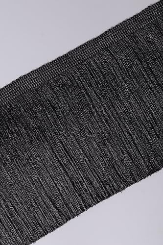 PREMDAS LACES Premdas lace Fringe Trim Lace Polyerter Fibre Tassel 6inch Wide 10 Yards Long for Clothes Accessories Latin Wedding Dress DIY Lamp Shade Decoration (Pack of 1) (Black) - Image 2