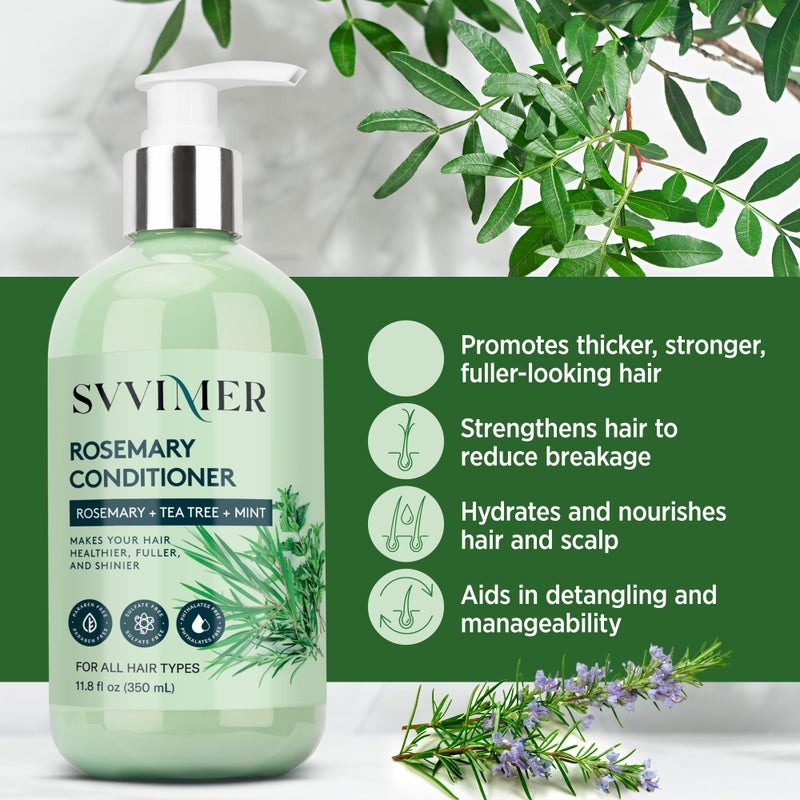 Svvimer Rosemary Hair Thickening Conditioner: Thickening Moisturizing Product with Biotin for Women Men - for Damaged Dry Thinning Hair 11.8 fl.oz - Image 3