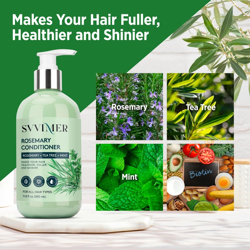 Svvimer Rosemary Hair Thickening Conditioner: Thickening Moisturizing Product with Biotin for Women Men - for Damaged Dry Thinning Hair 11.8 fl.oz - Image 4