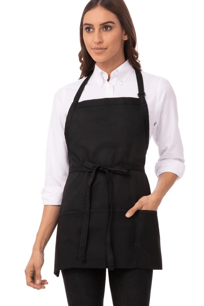 Chef Works Unisex Three Pocket Apron, Black, One Size - Image 1