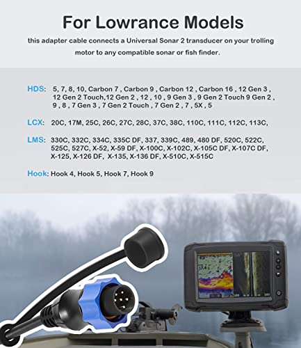Yoursme MKR-US2-10 كابل محول سونار عالمي 2 مناسب لجهاز تحديد مواقع الأسماك Lowrance ويعمل على محول سونار US2 على محرك Minn Kota Trolling، بديل لـ 1852060، MKR-US2-10، 29594 - Image 3