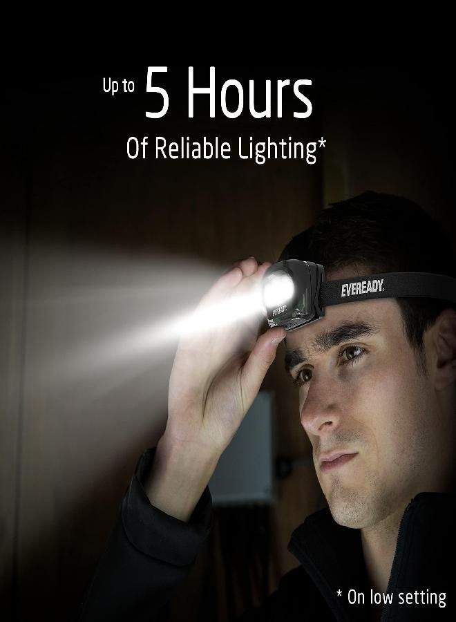 Eveready Rechargeable Led Headlamps (2-Pack), Ipx4 Water Resistant Head Lights For Running, Camping, Emergency, Outdoors (Usb Cable Included),Black (2-Pack),Adjustable - Image 3