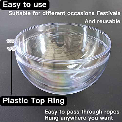 Jishi Fillable Christmas Ornaments Balls 80mm 10pk Clear Plastic Fillable Ornaments for Crafts, DIY Hanging Transparent Ball Ornaments for Christmas Tree Decorations Indoor Home Decor Wedding Party Supplies - Image 4