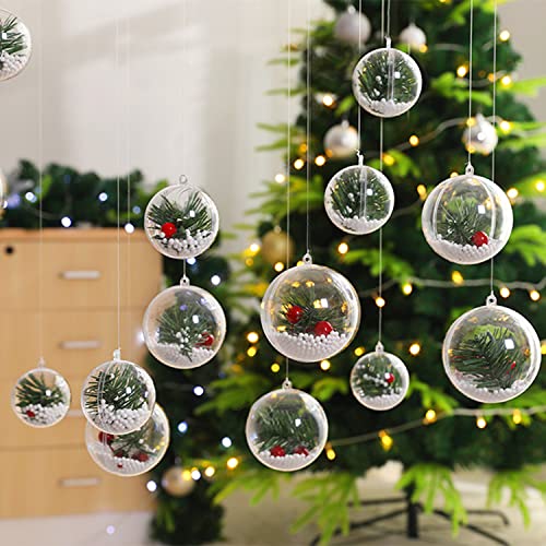 Jishi Fillable Christmas Ornaments Balls 80mm 10pk Clear Plastic Fillable Ornaments for Crafts, DIY Hanging Transparent Ball Ornaments for Christmas Tree Decorations Indoor Home Decor Wedding Party Supplies - Image 5