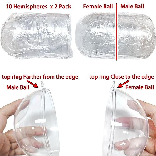 Jishi Fillable Christmas Ornaments Balls 80mm 10pk Clear Plastic Fillable Ornaments for Crafts, DIY Hanging Transparent Ball Ornaments for Christmas Tree Decorations Indoor Home Decor Wedding Party Supplies - Image 3