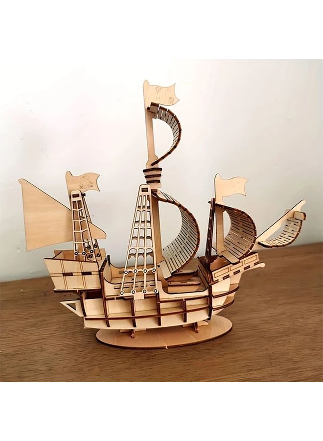 لغز 3D خشبي DIY نموذج لعبة ميكانيكية يدوية لعبة بناء تجميع قارب شراعي سيارات كلاسيكية نموذج سفينة زينة هدية للأطفال والكبار والمراهقين - Image 3