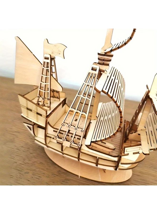لغز 3D خشبي DIY نموذج لعبة ميكانيكية يدوية لعبة بناء تجميع قارب شراعي سيارات كلاسيكية نموذج سفينة زينة هدية للأطفال والكبار والمراهقين - Image 4