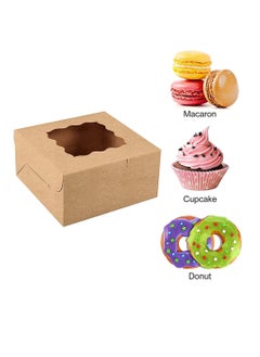 SYOSI Cake Box,Brown Cookie Boxes with PVC Window Paper Bakery Boxes Pastry Boxes Cupcake Boxes, for Pies, Donuts, Cookies and Muffins, Small Natural Craft Paper Box (20 Pcs, 4 x 4 x 2.5 Inches)  - Image 4