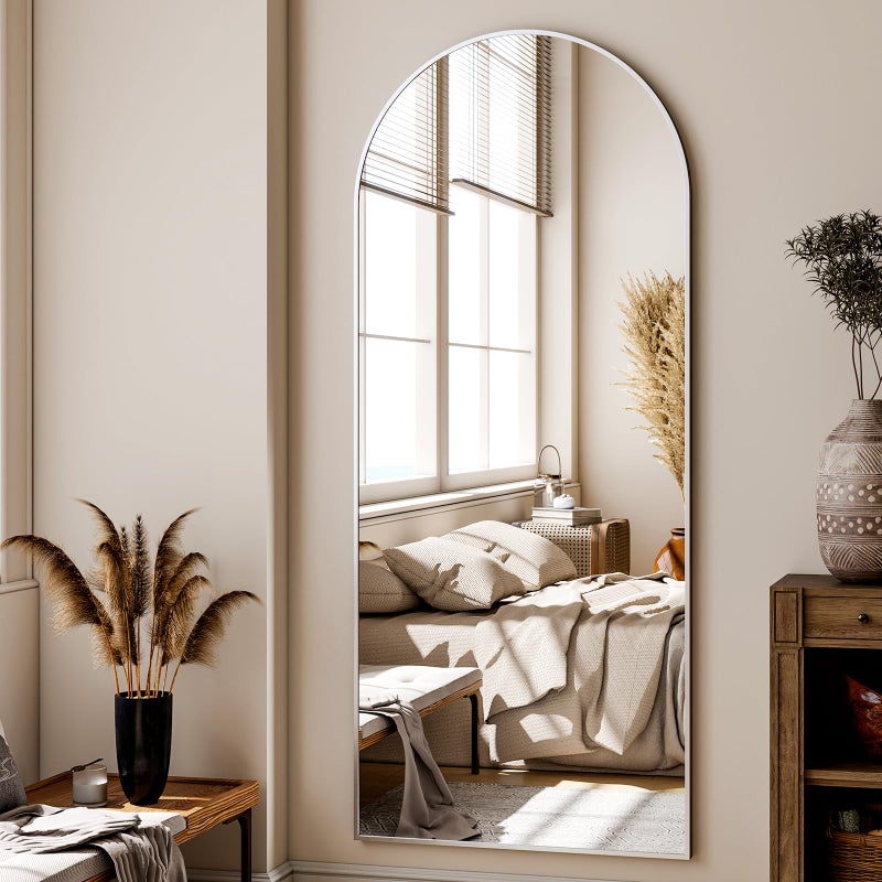 XRAMFY 56"x21" Floor Full Length Mirror Standing Full Body Rounded Corner Rectangle Mirrors with Stand Hanging Wall Mounted Leaning Bedroom Living Room Bedroom Cloakroom - Image 3