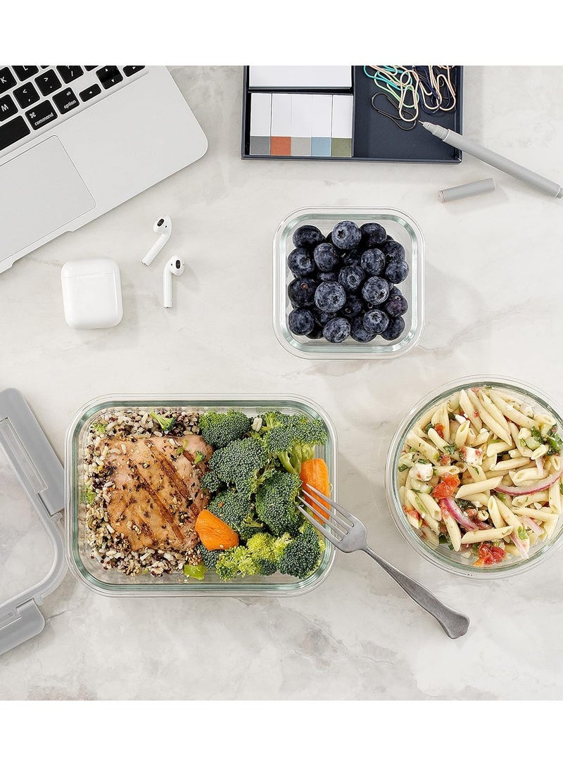 Raxoom 12pc Borosilicate Glass Storage Containers with Lids. 12 Airtight, Freezer Safe Food Storage Containers, Pantry Kitchen Storage Containers, Glass Meal Prep Container for Lunch - Image 2