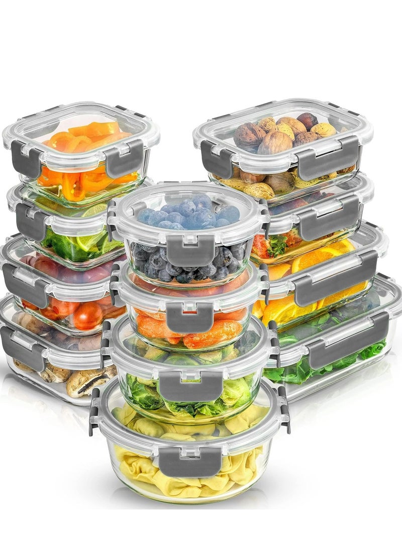 Raxoom 12pc Borosilicate Glass Storage Containers with Lids. 12 Airtight, Freezer Safe Food Storage Containers, Pantry Kitchen Storage Containers, Glass Meal Prep Container for Lunch - Image 1