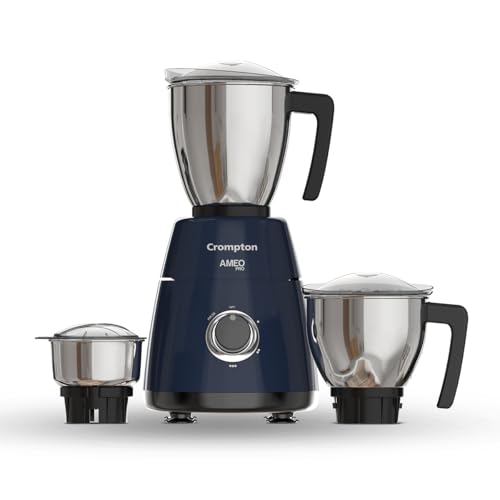 Crompton Ameo Pro 750W 3 Jar | Mixer Grinder | MaxiGrind | Motor Vent-X Technology |3 Stainless Steel Jars and 1 Juicer Jar | Black & Blue - Image 1