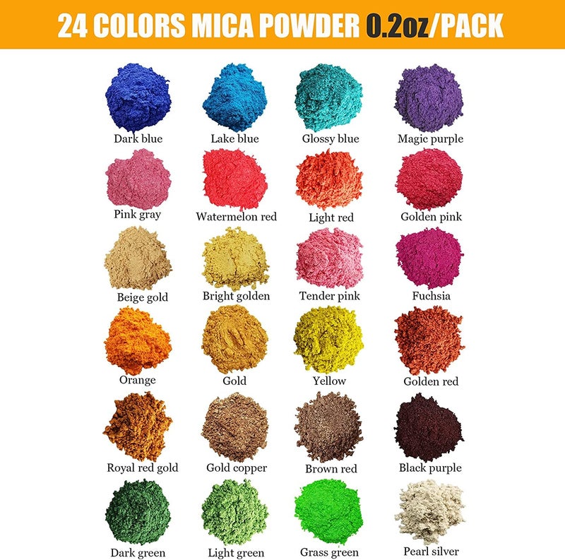 Kedia Mica Powder24 Colors Resin Pigment Mica Powder for Epoxy Resin Candle Making Bath Bomb and Slime 5gmEach - Image 2