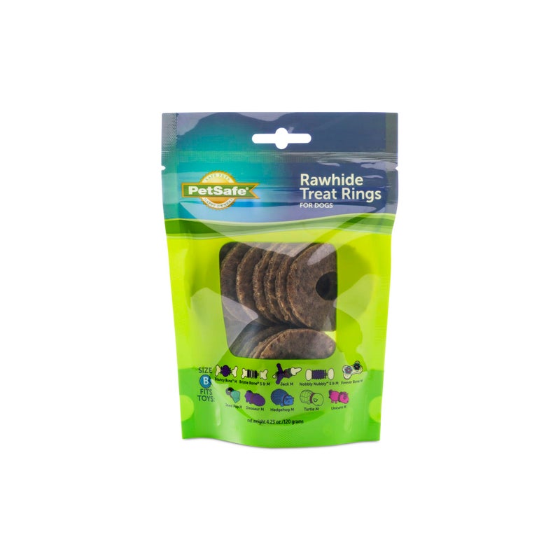 PetSafe Busy Buddy Natural Rawhide Rings - Long-Lasting Chew Refills - Quality Ingredients - Original Rawhide Flavor - Size B - 16-Pack - Image 1