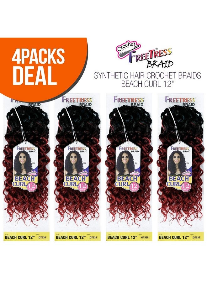 FreeTress Braids Multi Pack Deals! Freetress Synthetic Hair Crochet Braids Beach Curl 12" (4-Pack, 1) - Image 2