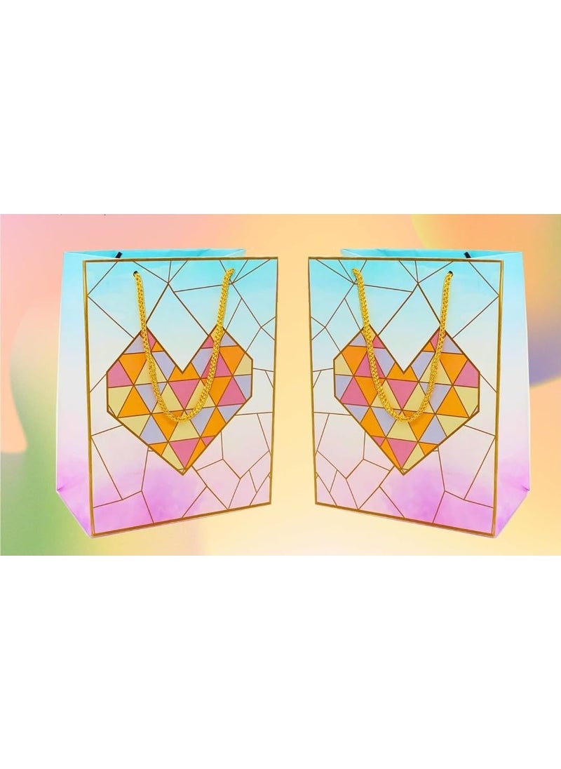 Skywalk Skywalk Gift Bags-Small Paper Bags For Return Gifts-Party Favor Goodie Bags, Small Carry Bags For Gifting, Paper Gift Covers- Paper Bags (Pack Of 5, Hearts Tiles),Multi  - Image 5