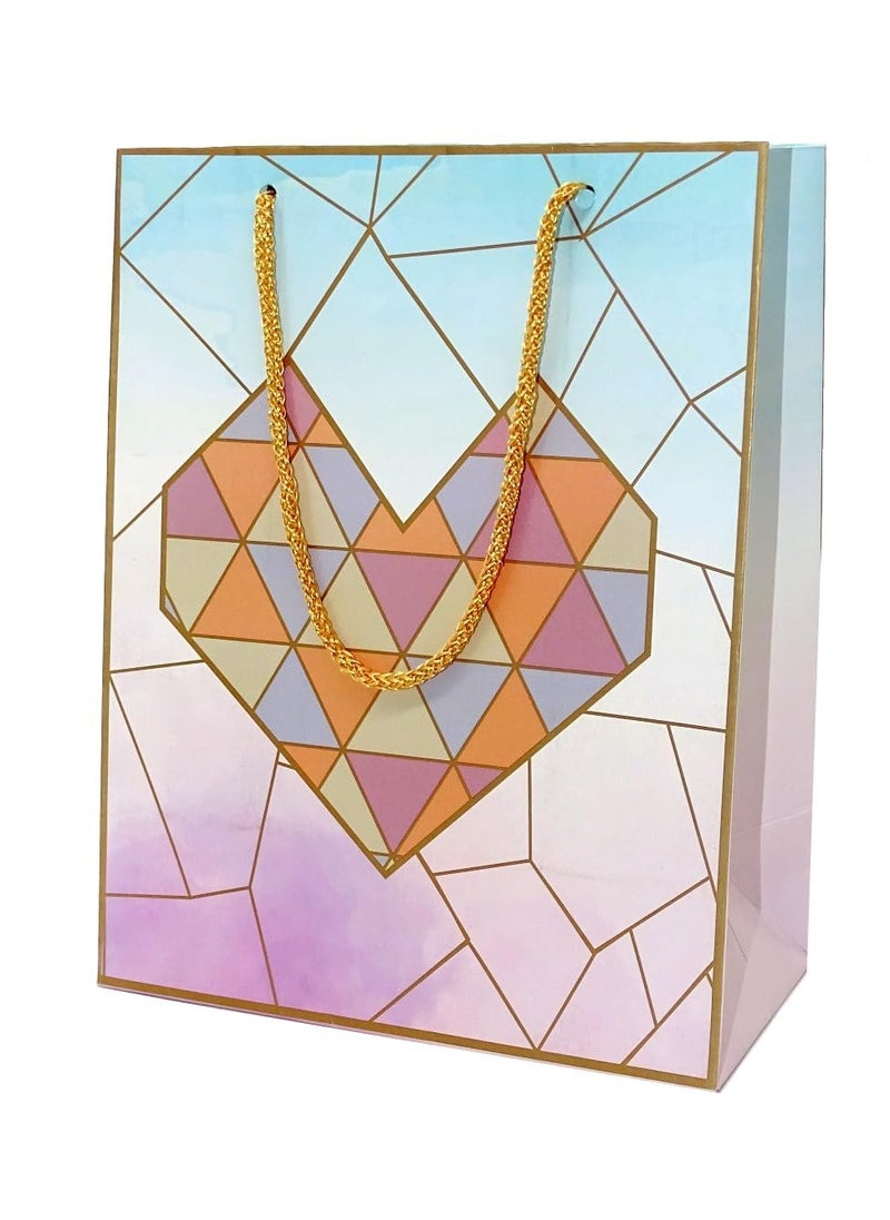 Skywalk Skywalk Gift Bags-Small Paper Bags For Return Gifts-Party Favor Goodie Bags, Small Carry Bags For Gifting, Paper Gift Covers- Paper Bags (Pack Of 5, Hearts Tiles),Multi  - Image 1