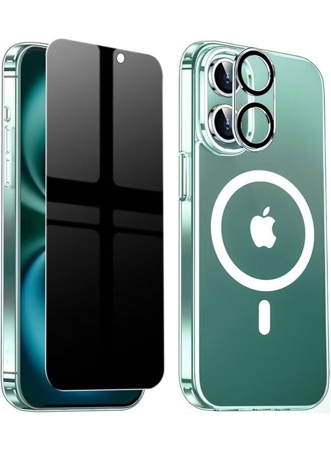 ELTRAZONE Clear Magnetic Privacy Case for iPhone 16 with Built-in Privacy Screen and Camera Protector Ultra Slim Shockproof TPU Bumper Hard PC Cover Full Protection Wireless Charging Compatible - Image 1