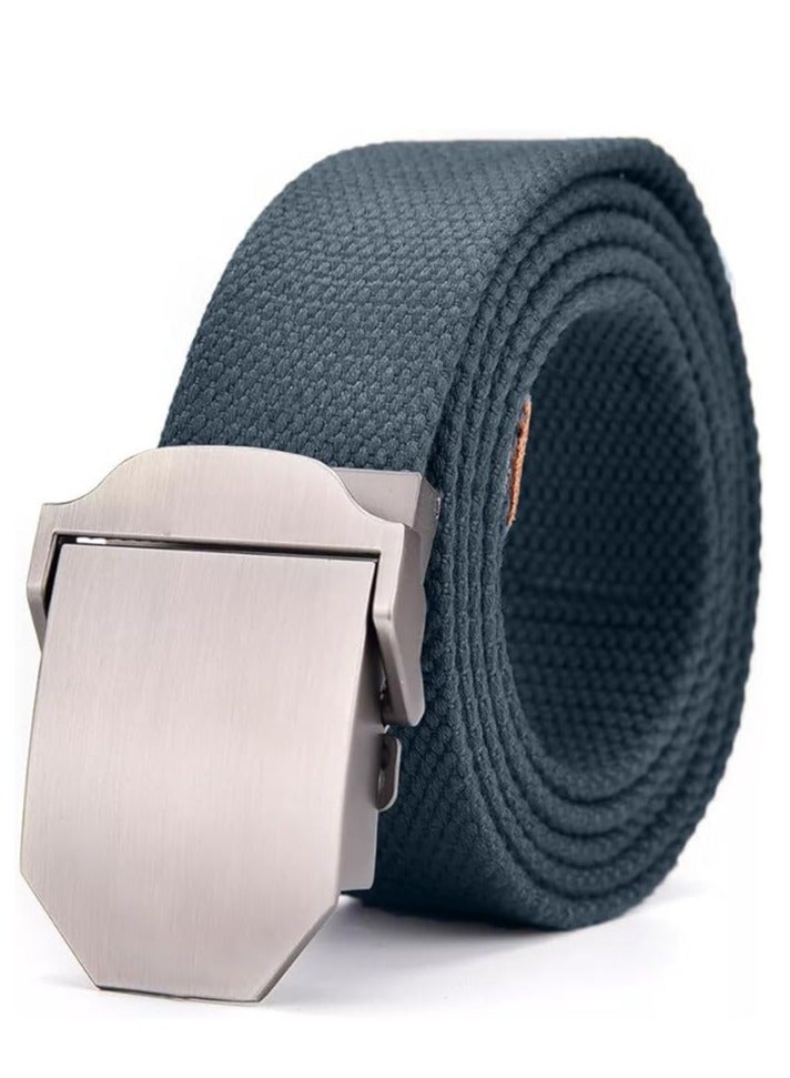 Tango Men's Canvas Webbing Belt - Military Style - Tactical Belt with Metal Buckle - Adjustable Strap to Make Comfortable Fit. (Plain Grey) - Image 1