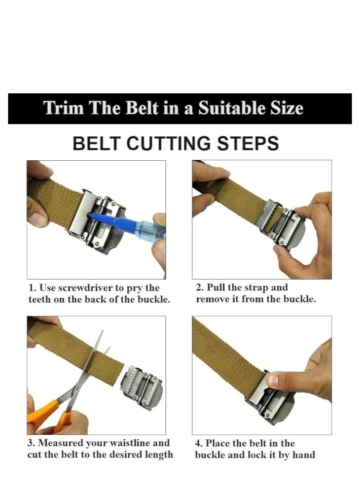 Tango Men's Canvas Webbing Belt - Military Style - Tactical Belt with Metal Buckle - Adjustable Strap to Make Comfortable Fit. (Plain Grey) - Image 5