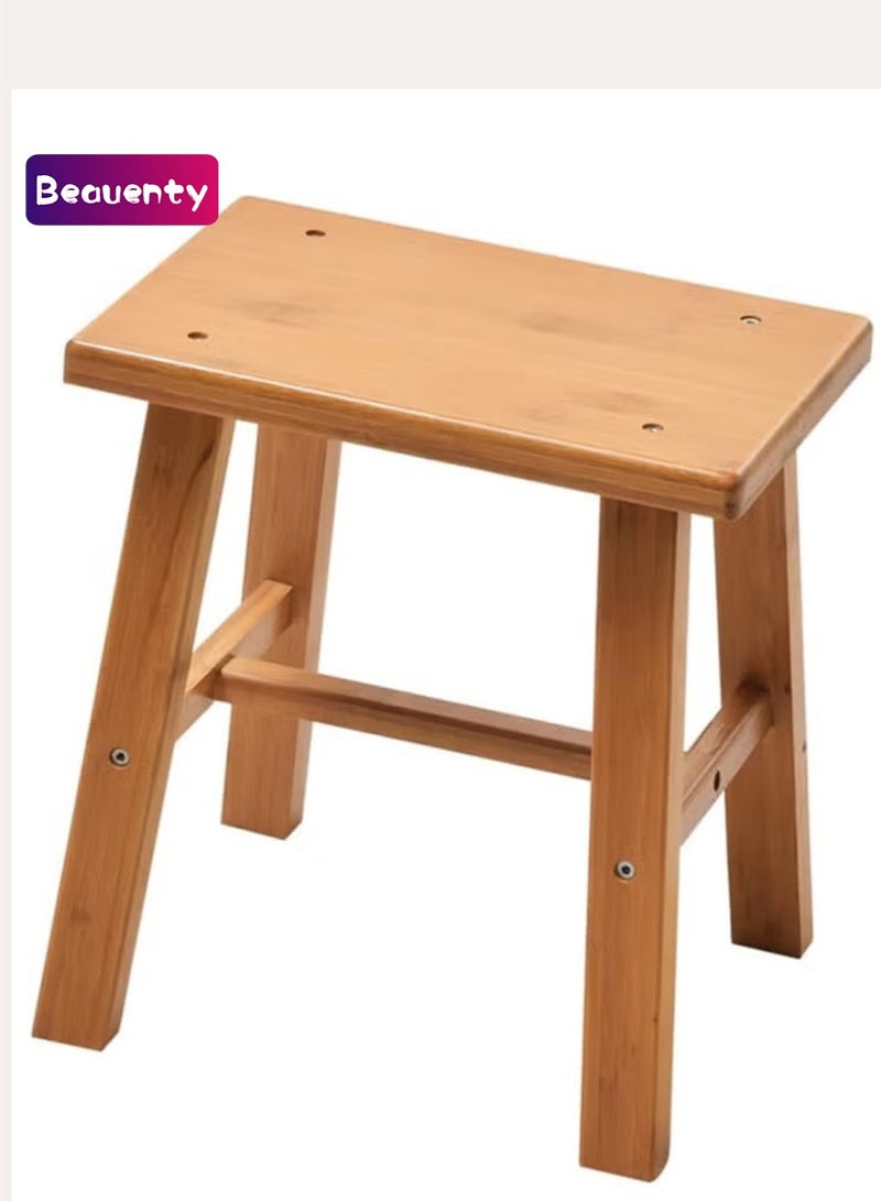 Beauenty Wooden Step Stool Small Bamboo Stool for Kids Adults Wooden Bench Shoe Change Stool Fishing Stool for Bathroom, Kitchen, Bedroom - Image 1