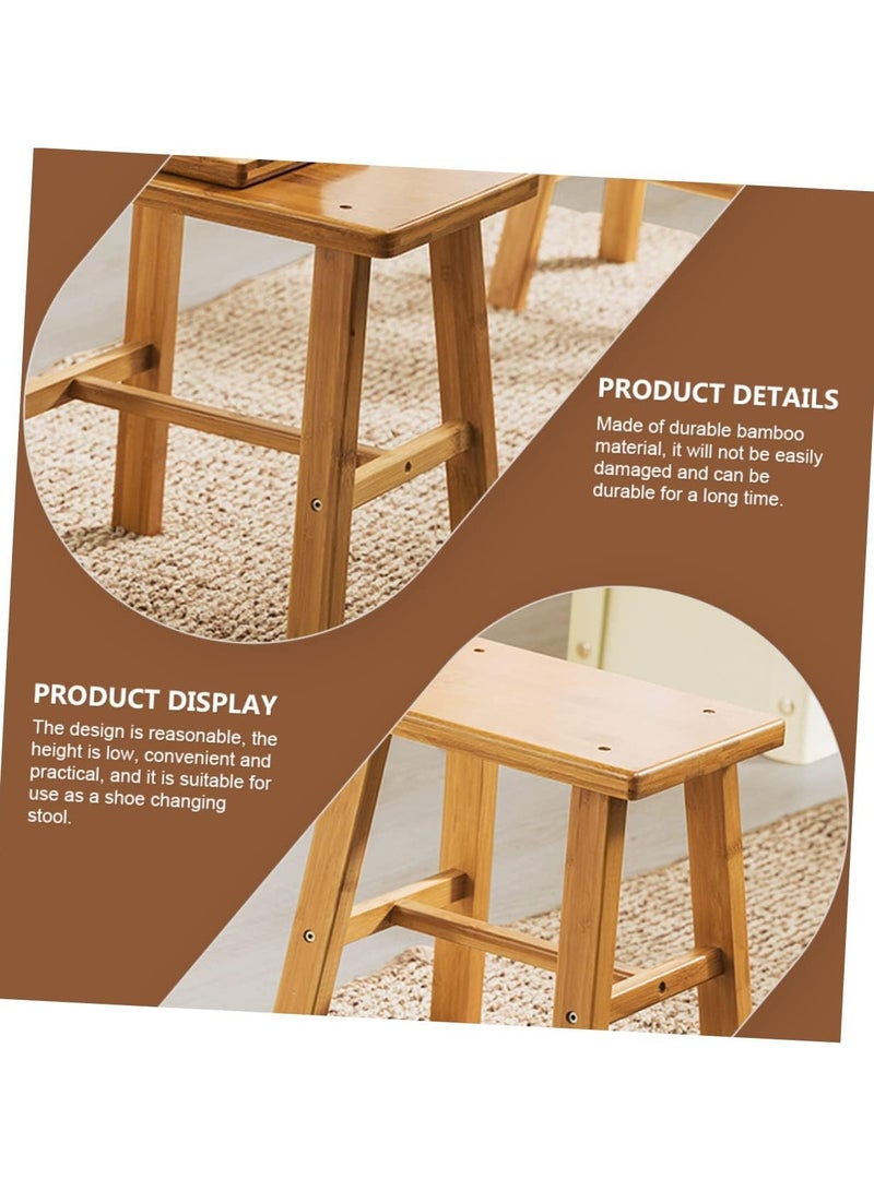Beauenty Wooden Step Stool Small Bamboo Stool for Kids Adults Wooden Bench Shoe Change Stool Fishing Stool for Bathroom, Kitchen, Bedroom - Image 3